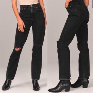 Abercrombie & Fitch 90’s straight ultra high rise Jean in black
